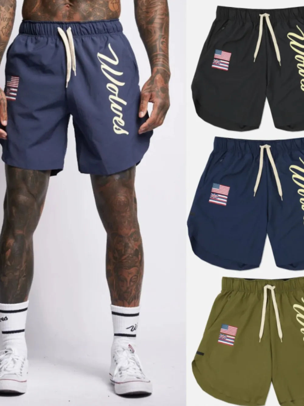 Men's Plus Size Drawstring US Flag Active Shorts Carauana Store
