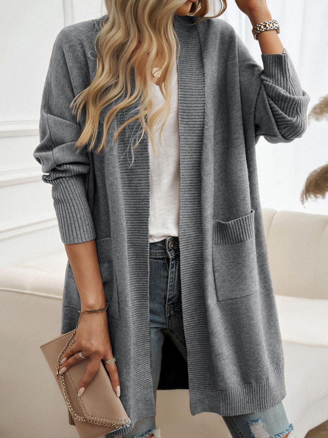 Devine Open Front Long Sleeve Cardigan Carauana Store