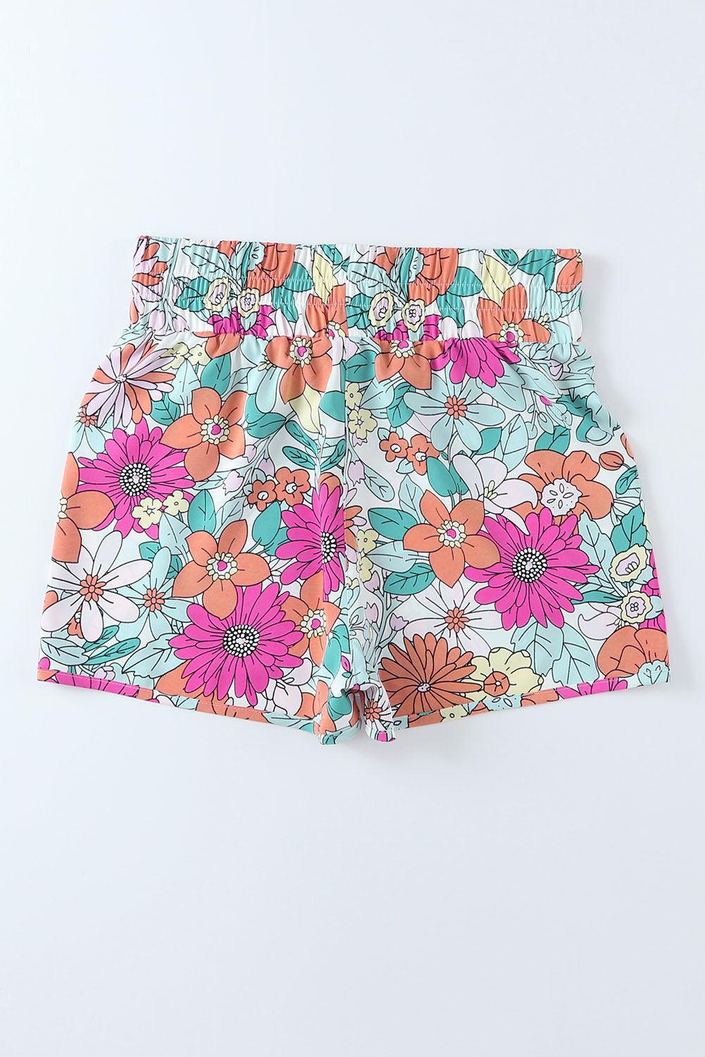 Floral Elastic Waist Shorts Carauana Store