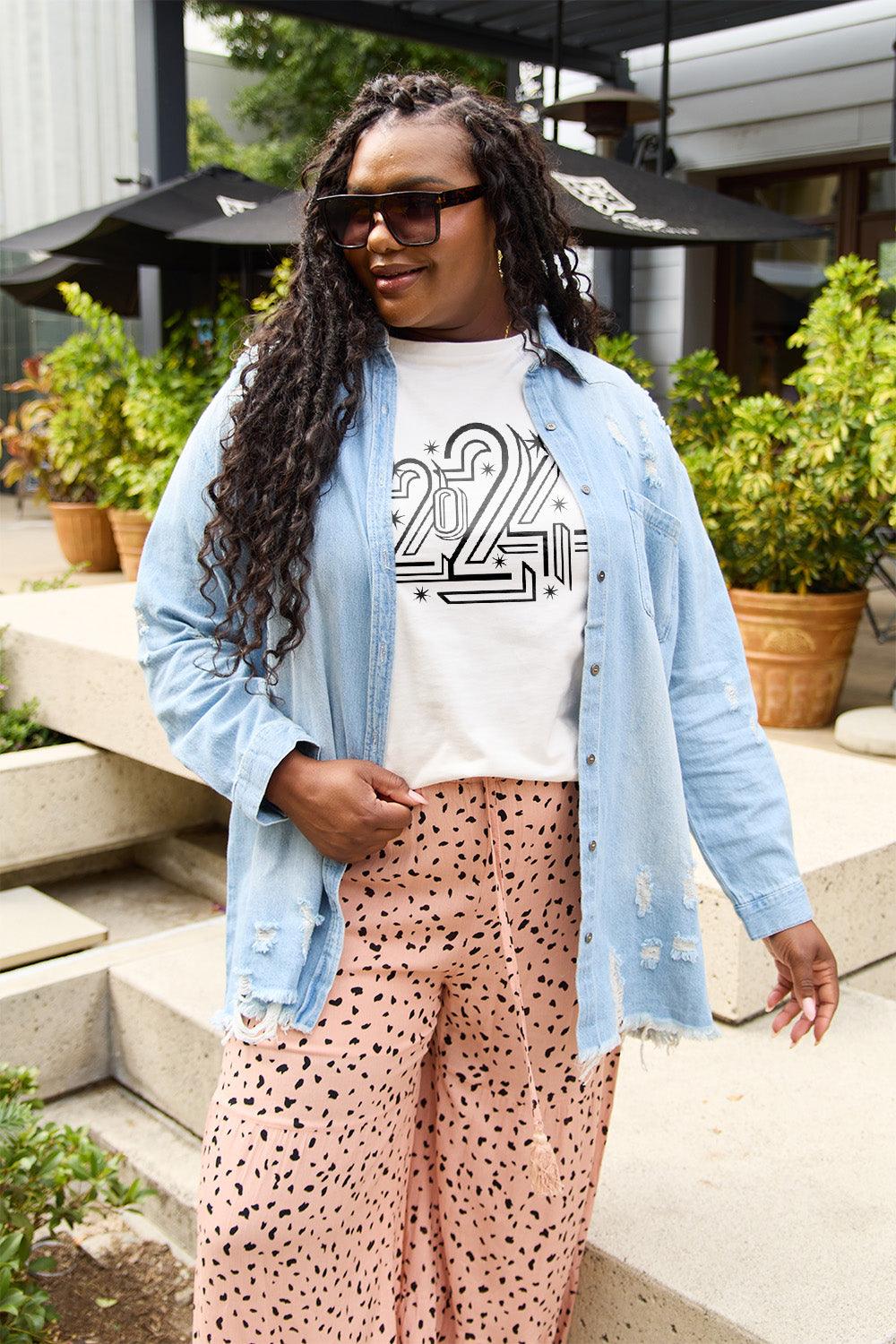 Simply Love Full Size 2024 Round Neck Short Sleeve T-Shirt Carauana Store