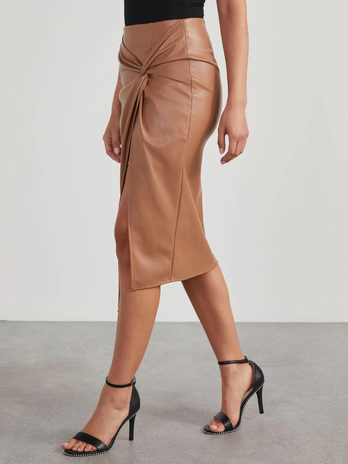 Twist Detail High Waist Skirt Carauana Store