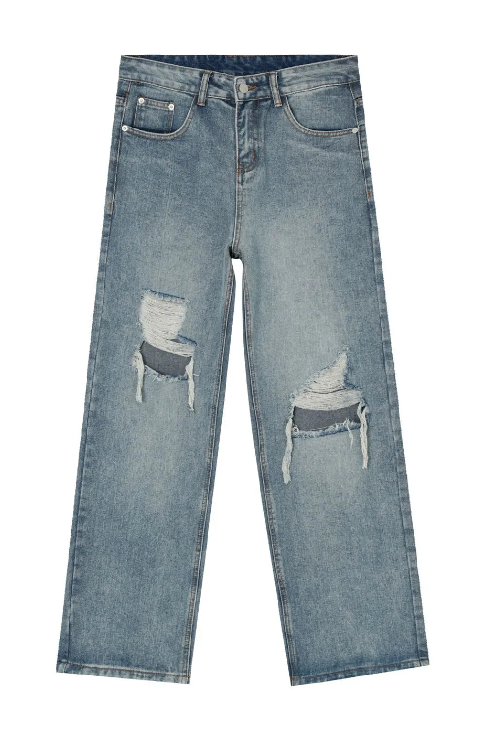 Distressed Wide Leg Jeans with Pockets Carauana Store