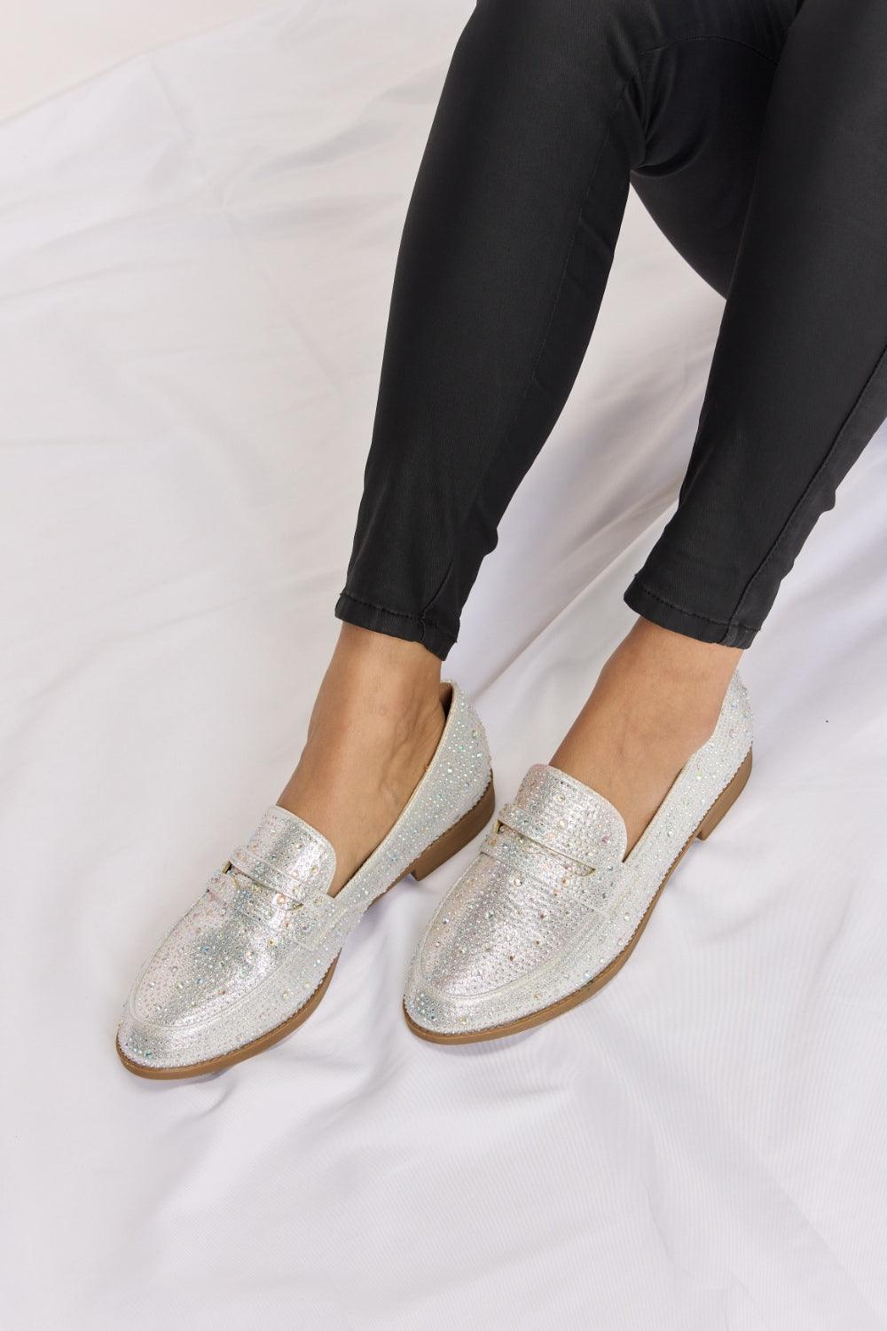 Forever Link Rhinestone Point Toe Loafers Carauana Store