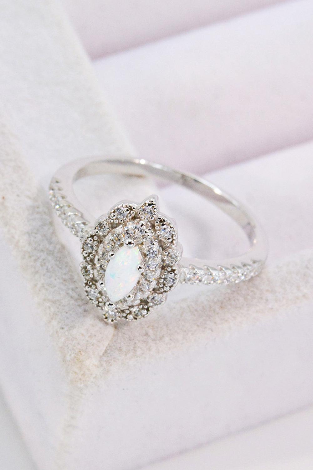 Modern Love Story Opal and Zircon Ring Carauana Store