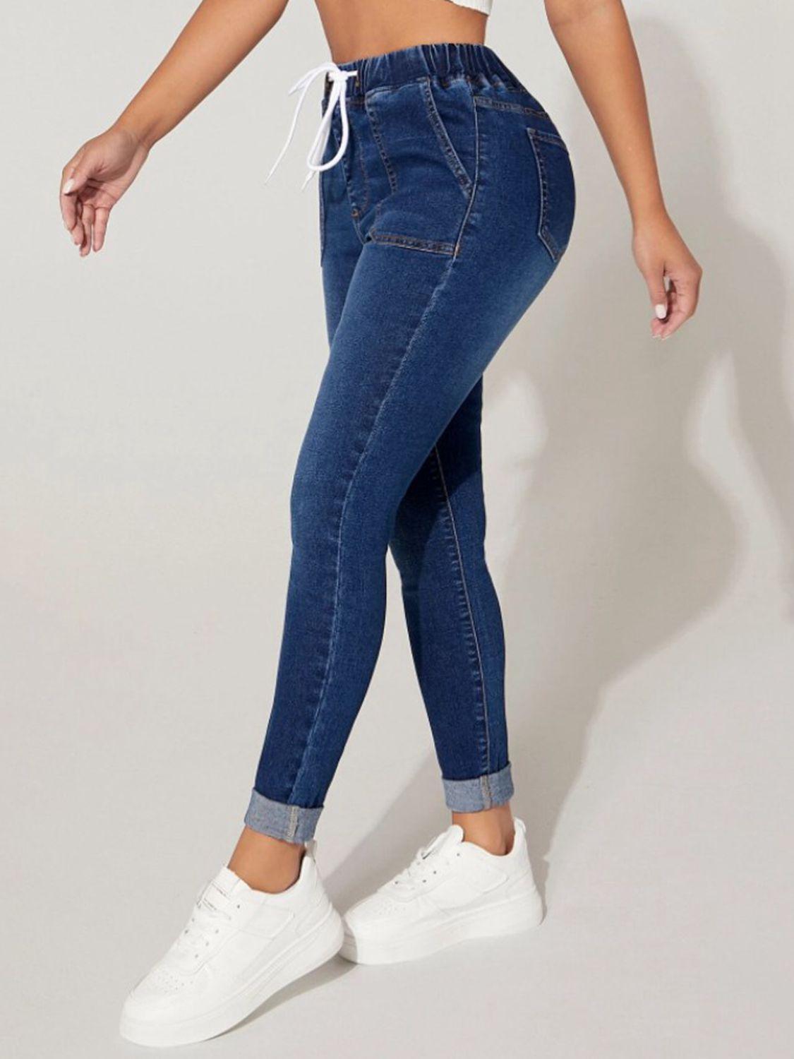 Drawstring Cropped Jeans Carauana Store