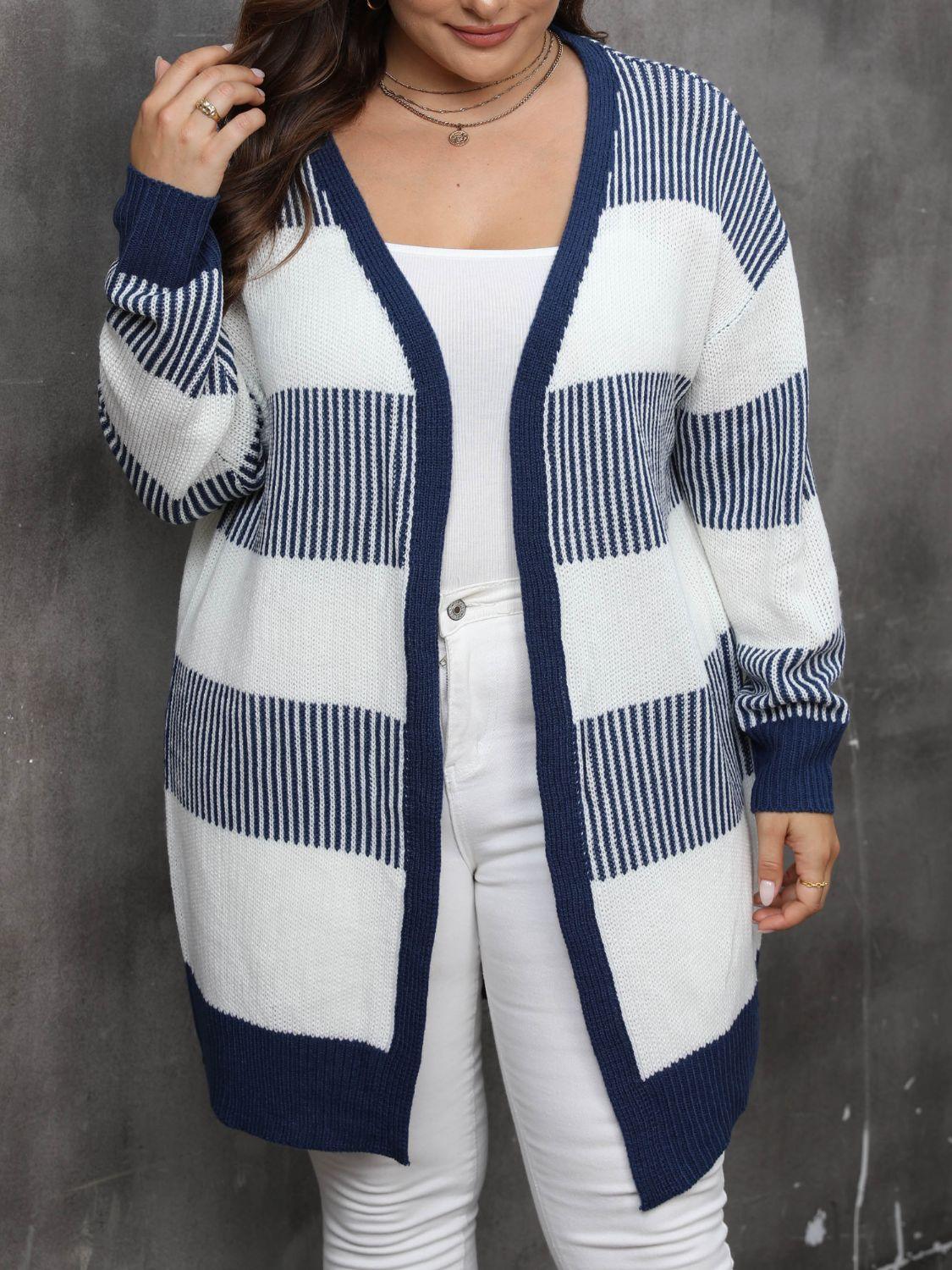 Plus Size Open Front Long Sleeve Cardigan Carauana Store