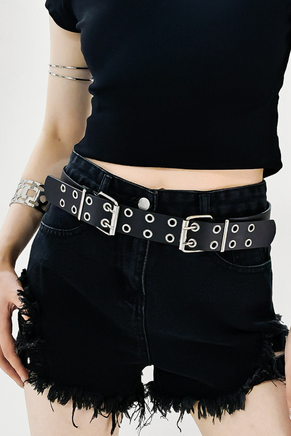 PU Leather Two Row Eyelet Belt Carauana Store