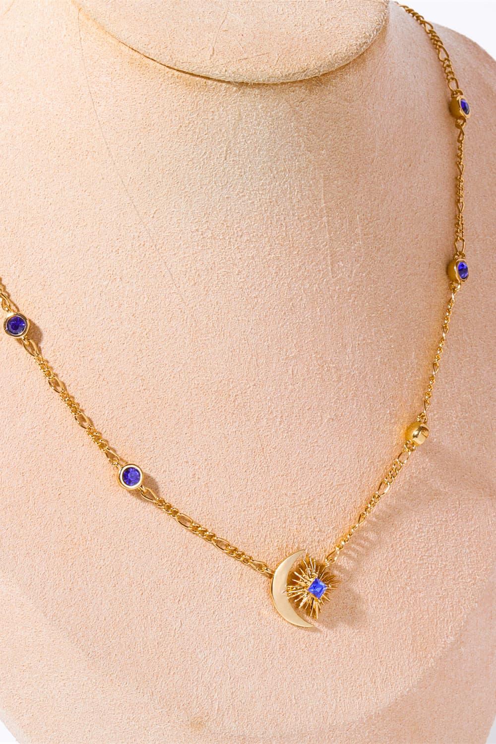 Moon & Star Shape Zircon Pendant Necklace Carauana Store