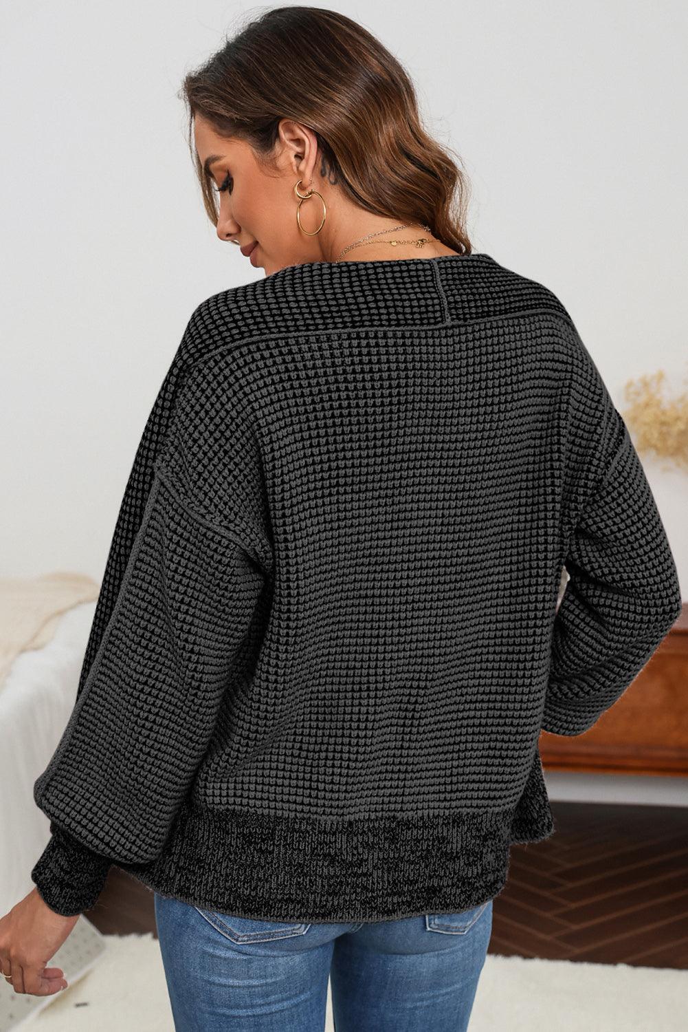 Waffle-knit Pocketed Open Front Cardigan Carauana Store