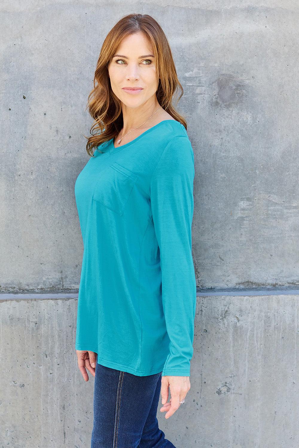 Basic Bae Full Size V-Neck Long Sleeve Top Carauana Store