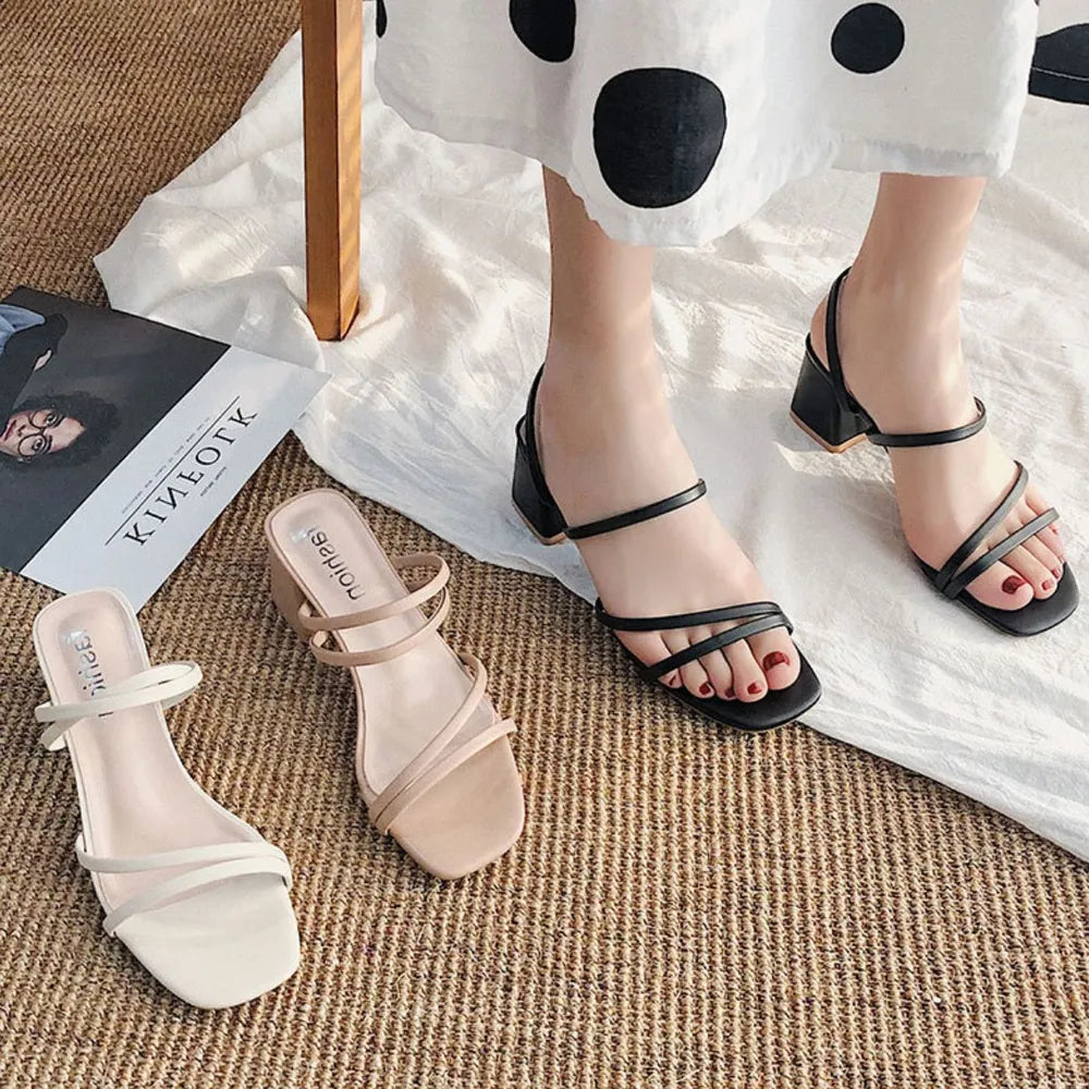 Open Toe Block Heels Sandals