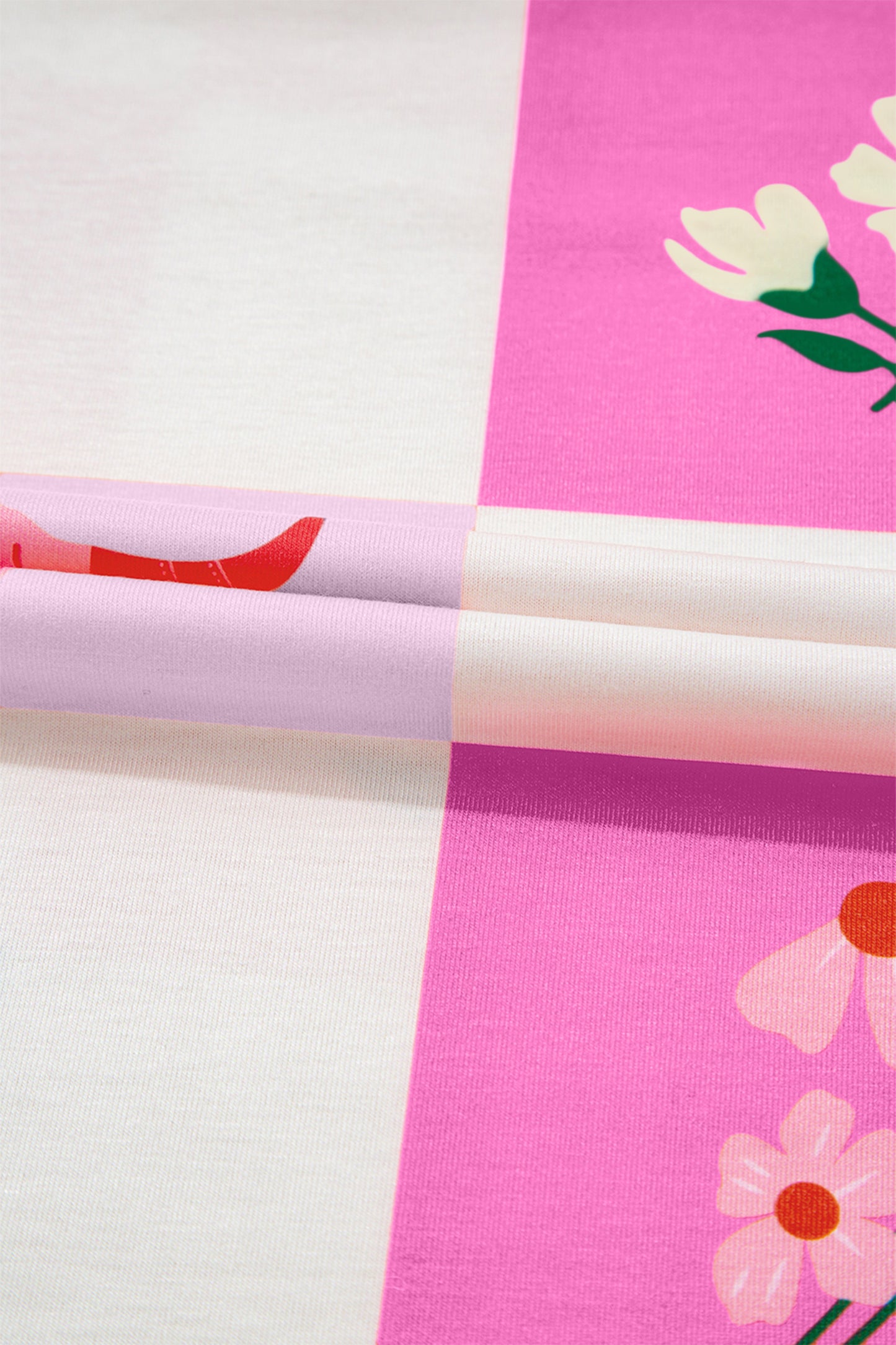 T-shirt à col rond violet à carreaux style western