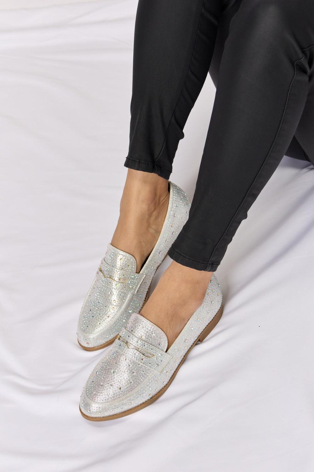 Forever Link Rhinestone Point Toe Loafers Carauana Store