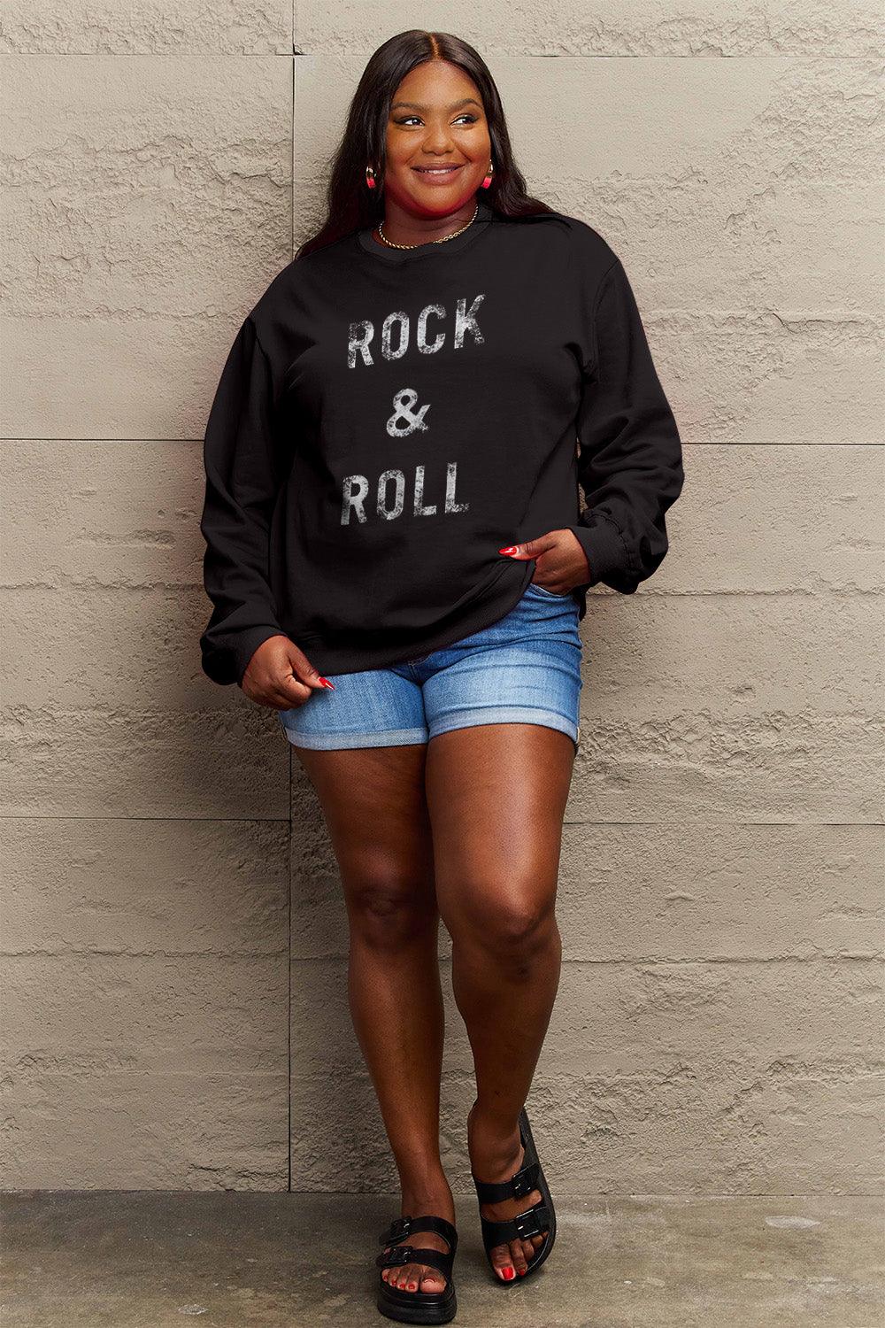 Simply Love Full Size ROCK & ROLL Round Neck Sweatshirt Carauana Store
