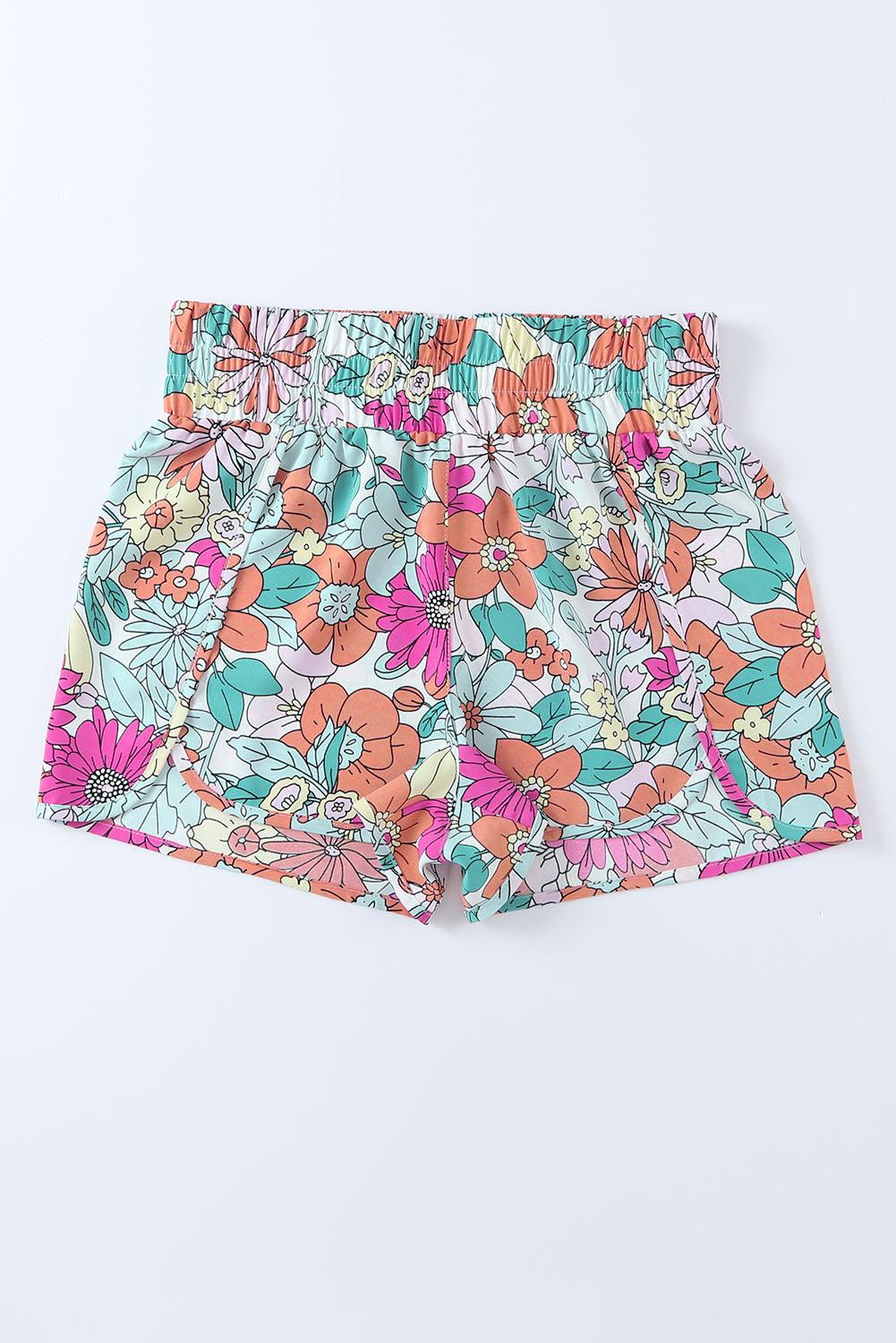 Floral Elastic Waist Shorts Carauana Store