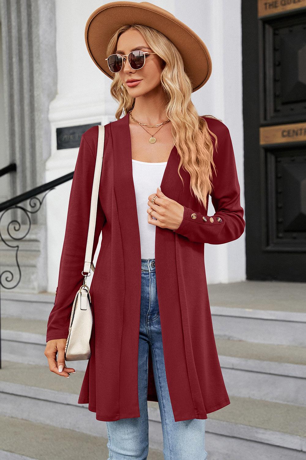 Open Front Long Sleeve Cardigan Carauana Store