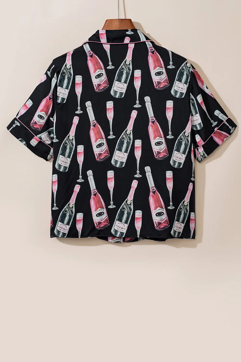 Champagne Print Short Sleeve Top and Shorts Set Carauana Store