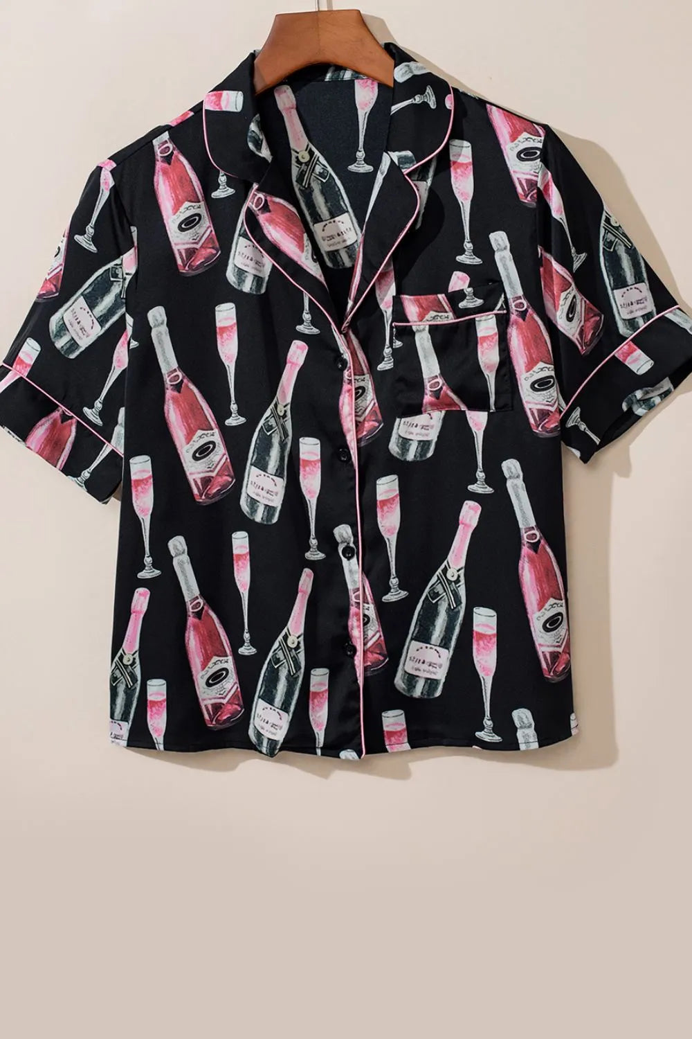 Champagne Print Short Sleeve Top and Shorts Set Carauana Store