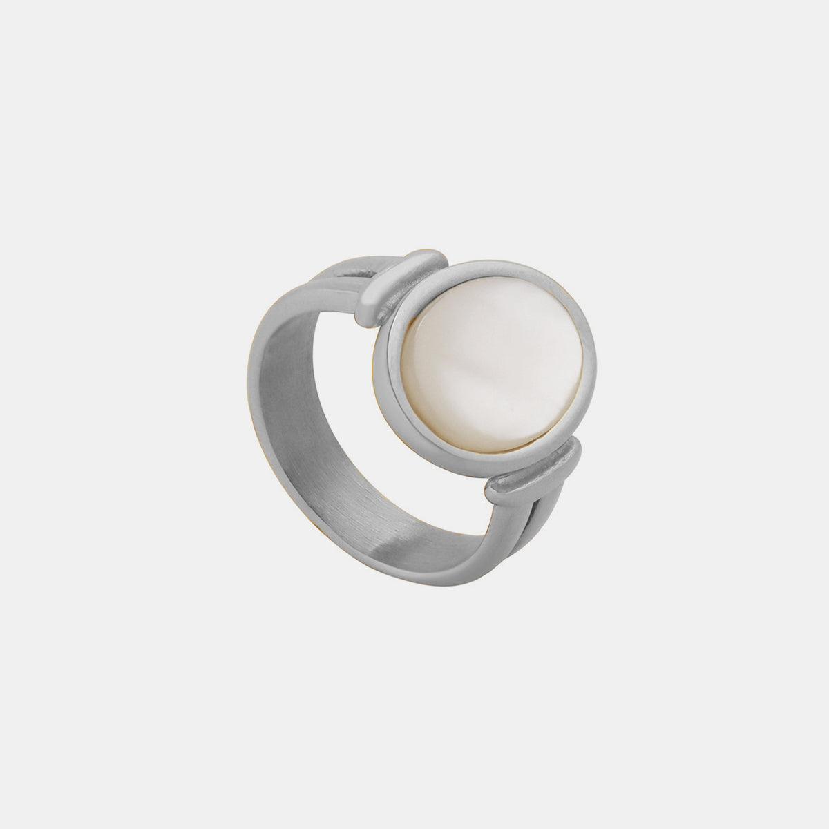 Titanium Steel White Sea Shell Ring Carauana Store