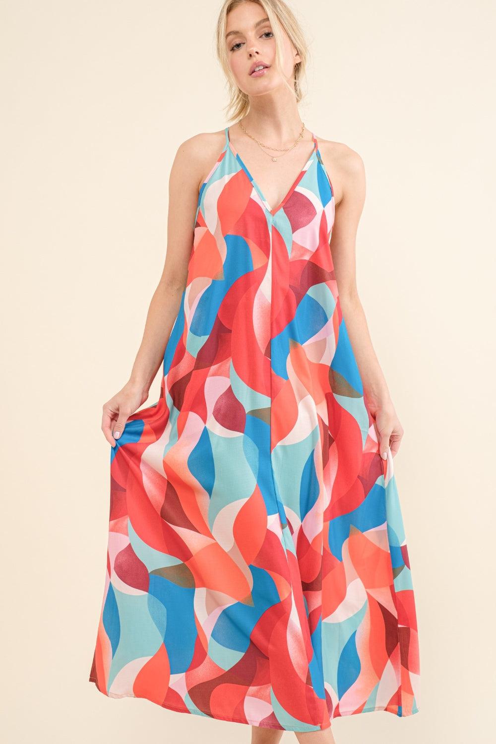 And the Why Printed Crisscross Back Cami Dress Carauana Store