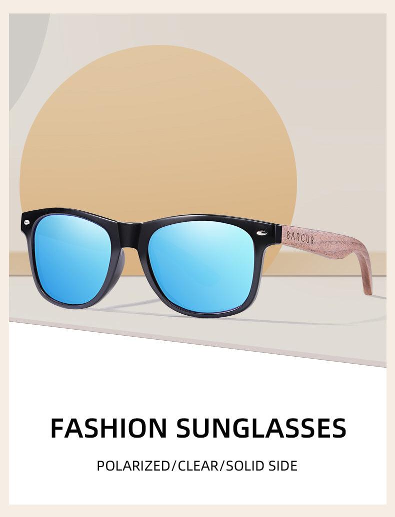 BARCUR Sunglasses Anti Blue Night Vision Mirror Free Wood Box Carauana Store