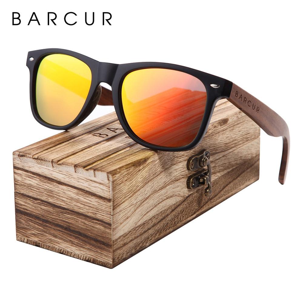 BARCUR Sunglasses Anti Blue Night Vision Mirror Free Wood Box Carauana Store