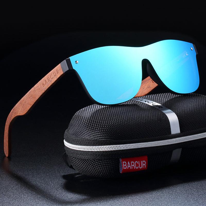BARCUR Walnut Sunglasses Polarized Carauana Store