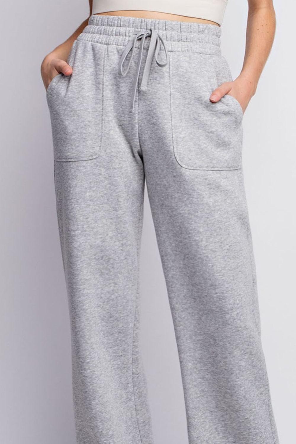 Faith Apparel Full Size Drawstring Straight Leg Slit Sweatpants Carauana Store