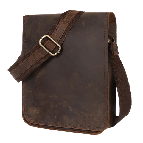 Men's Casual Genuine Leather Messenger Bag – Retro Crossbody Design