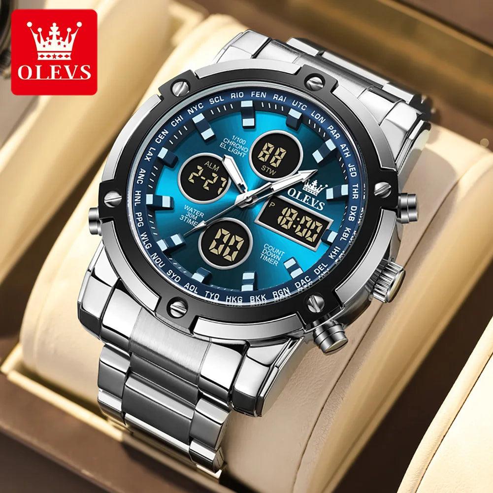 OLEVS Men's Watches Original Multifunctional Wlectronic Watch for Man Waterproof Luminous Alarm Clock Fashion Dress Carauana Store