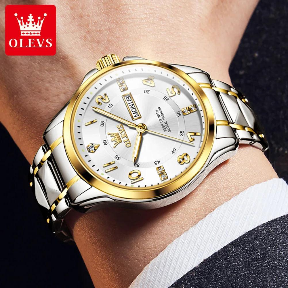OLEVS Steel men's Quartz Watch | Sleek Business Style with Shock Resistance and Auto Date Feature Carauana Store