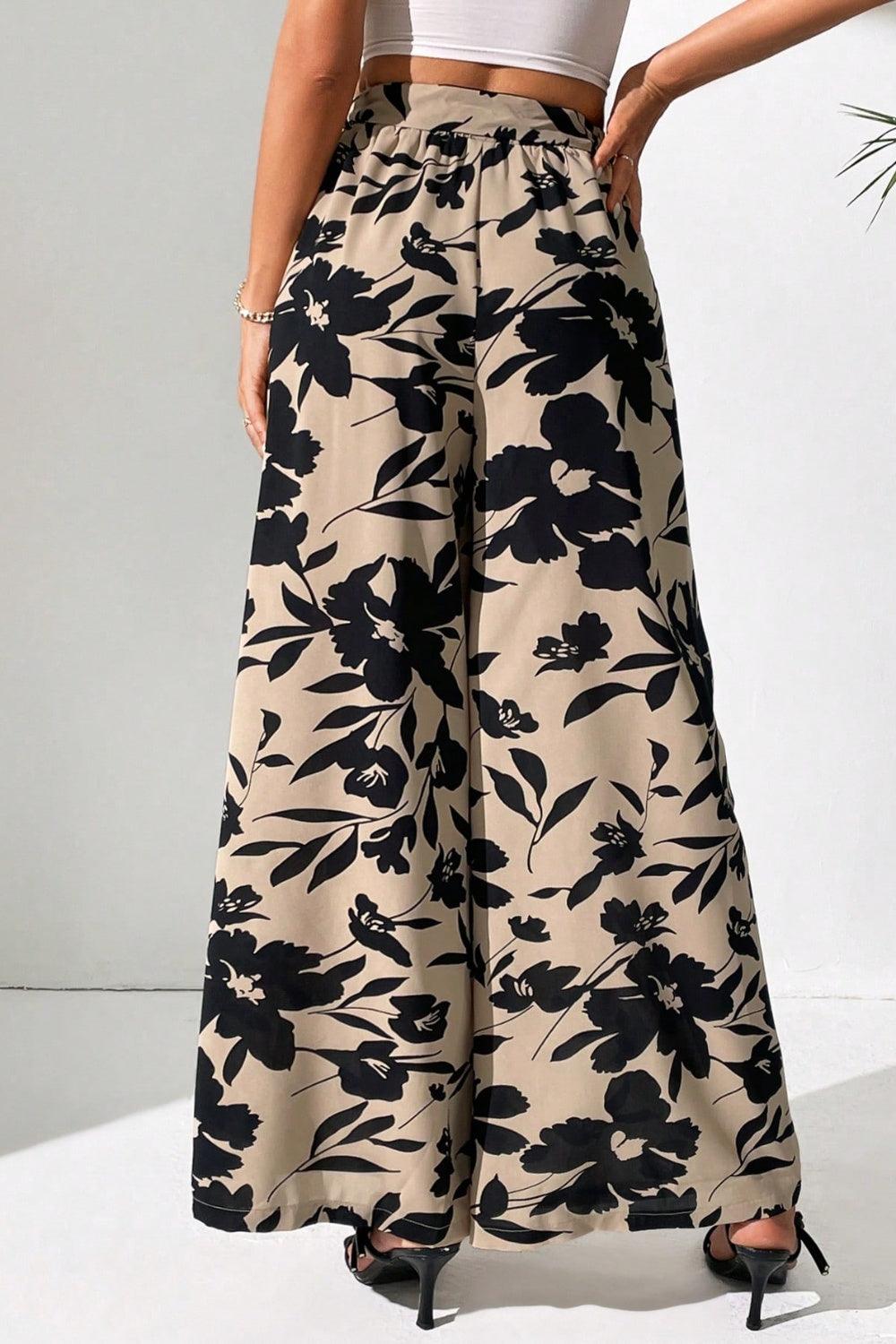 Printed Tied Wide Leg Pants Carauana Store