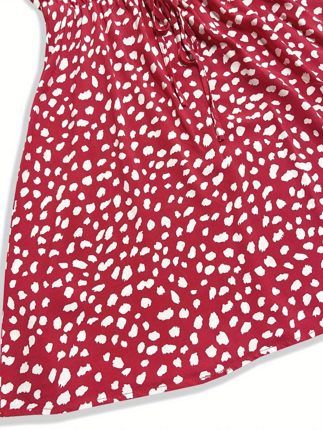 Printed V-Neck Short Sleeve Mini Dress Carauana Store