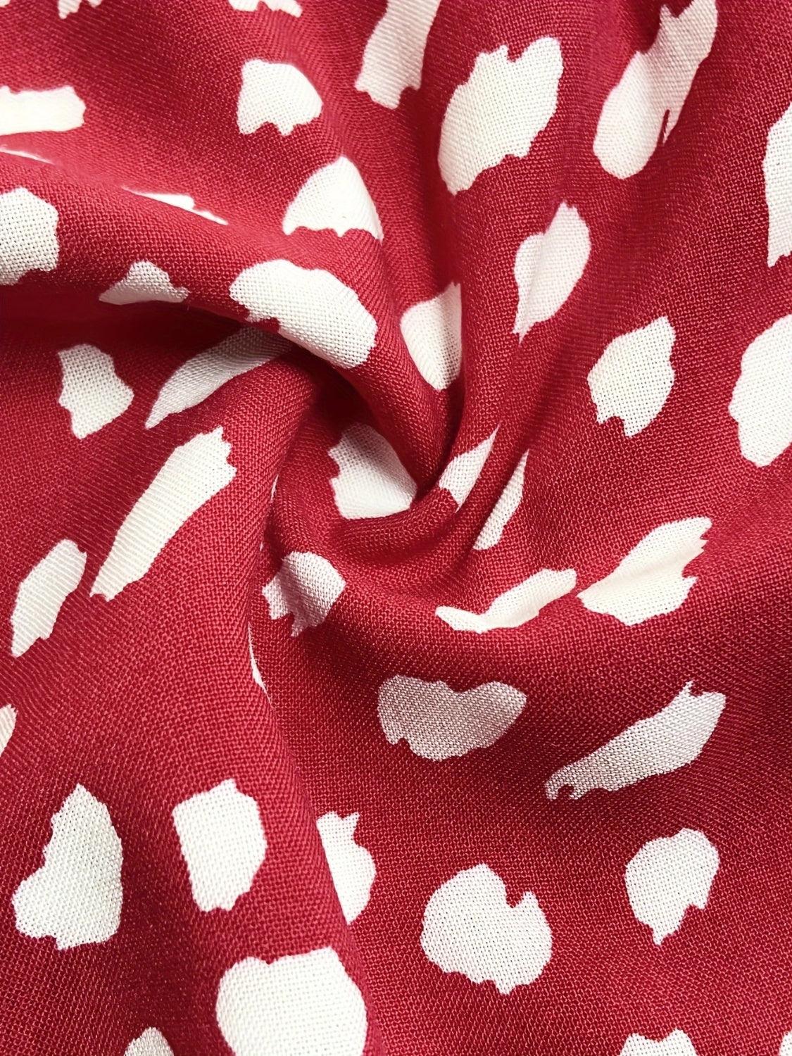 Printed V-Neck Short Sleeve Mini Dress Carauana Store