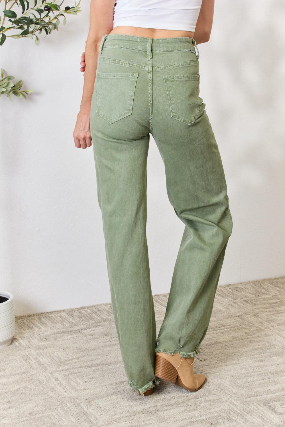 RISEN Full Size Raw Hem Wide-Leg Jeans Carauana Store