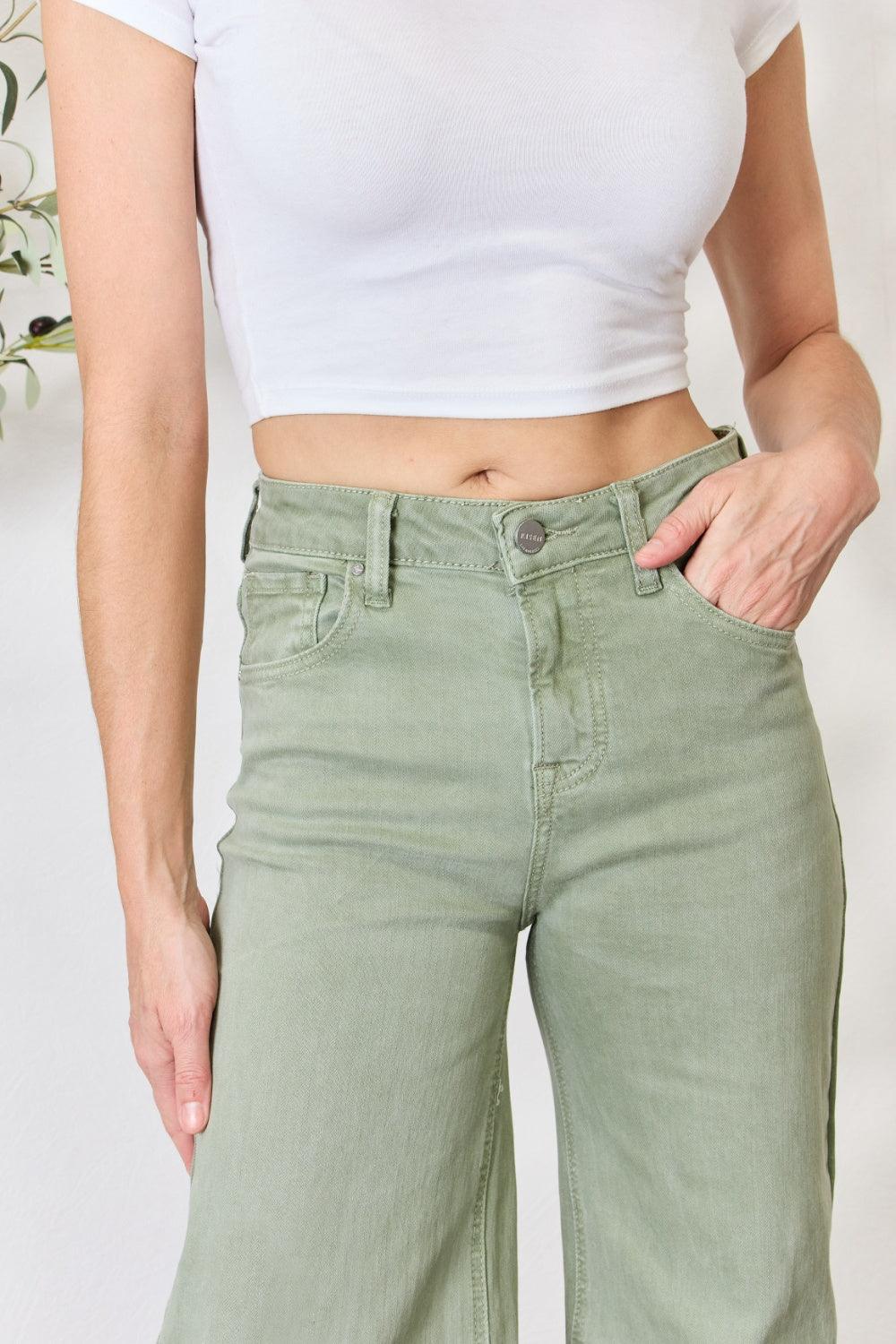 RISEN Full Size Raw Hem Wide-Leg Jeans Carauana Store