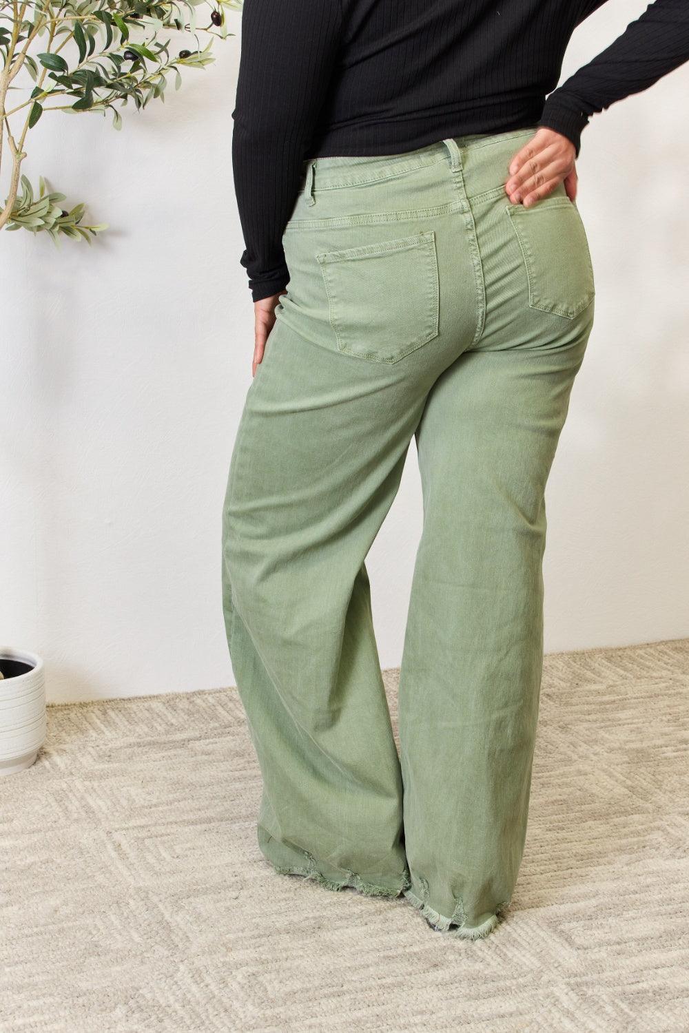 RISEN Full Size Raw Hem Wide-Leg Jeans Carauana Store