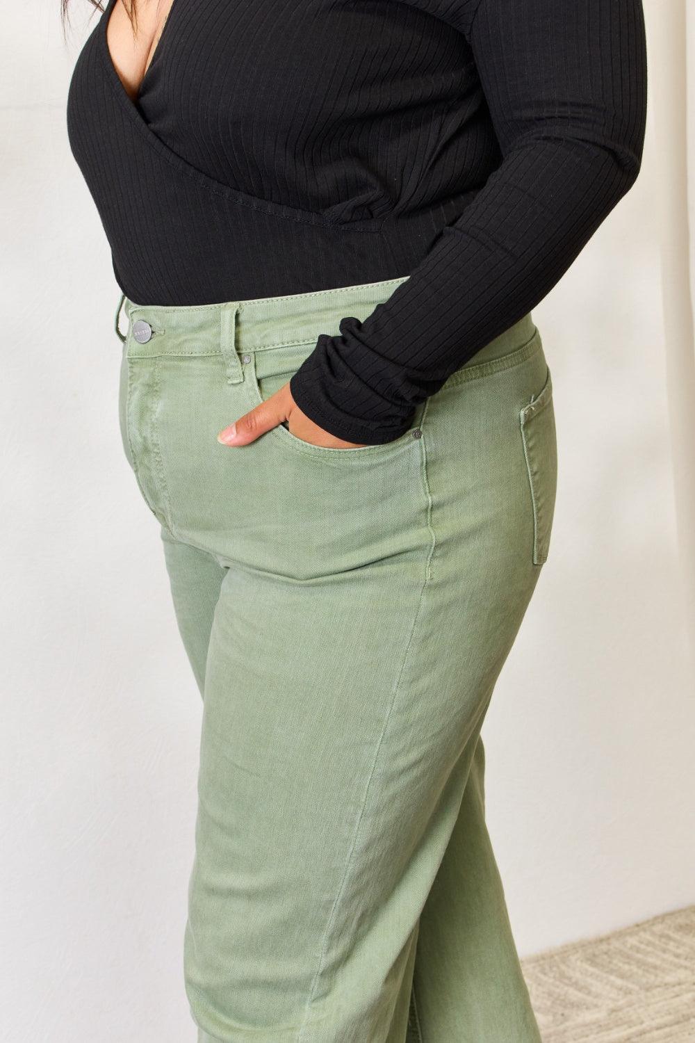 RISEN Full Size Raw Hem Wide-Leg Jeans Carauana Store