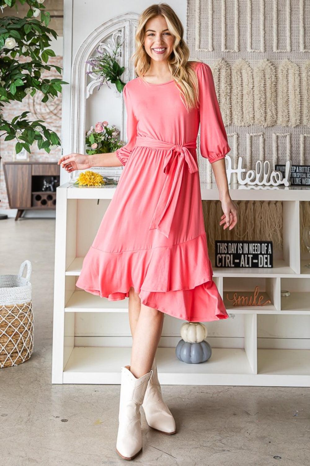 Reborn J Tie Front Ruffle Hem Dress Carauana Store