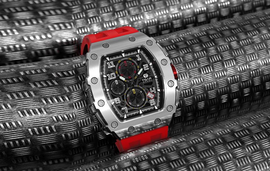 TSAR BOMBA Luxury Tonneau Clock 50M Waterproof Stainless Steel Carauana Store