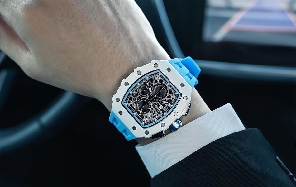 TSAR BOMBA Luxury Tonneau Clock 50M Waterproof Stainless Steel Carauana Store