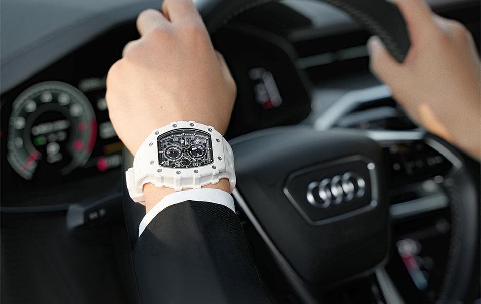 TSAR BOMBA Luxury Tonneau Clock 50M Waterproof Stainless Steel Carauana Store