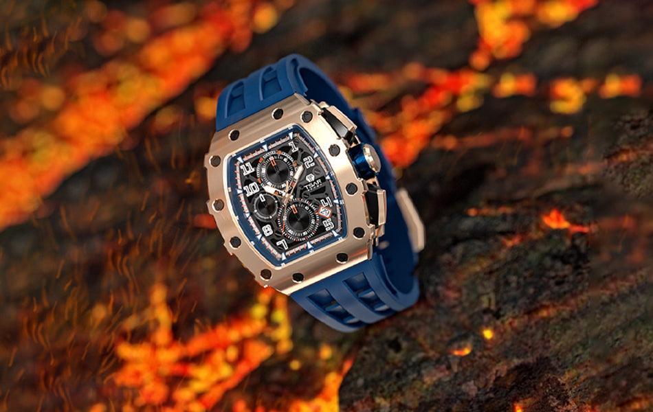 TSAR BOMBA Luxury Tonneau Clock 50M Waterproof Stainless Steel Carauana Store