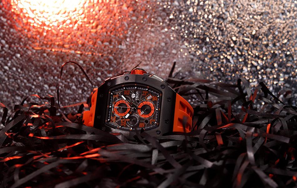 TSAR BOMBA Luxury Tonneau Clock 50M Waterproof Stainless Steel Carauana Store