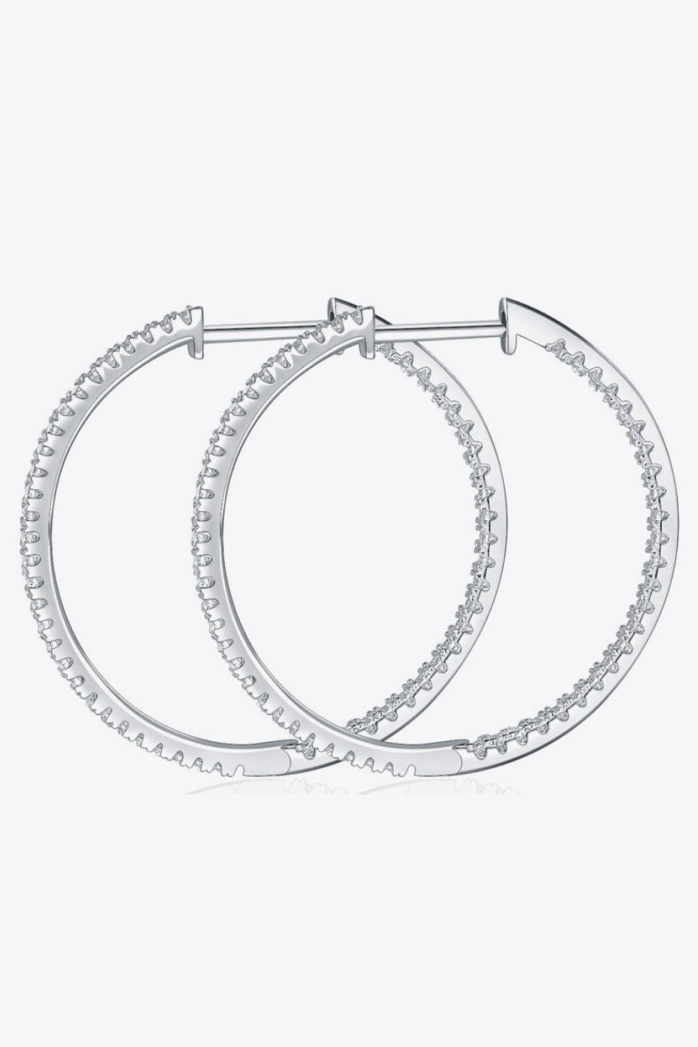 Adored Inlaid Moissanite 925 Sterling Silver Hoop Earrings Carauana Store