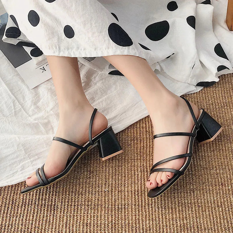 Open Toe Block Heels Sandals