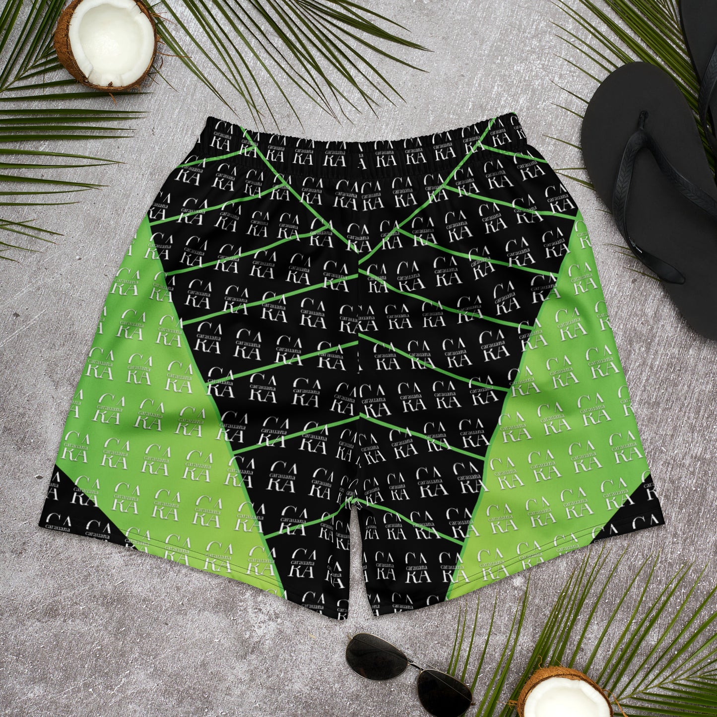 CaRaUaNa Athletic Shorts Unisex black Green Carauana Store