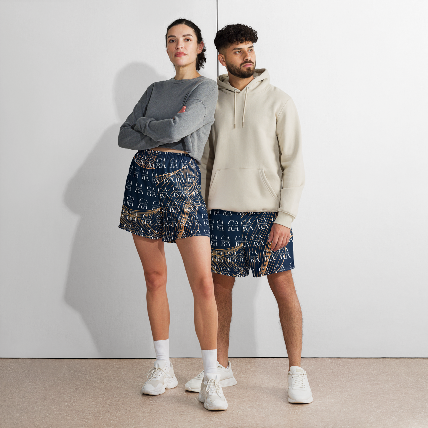 CaRaUaNa Athletic Shorts Unisex blue gold Carauana Store
