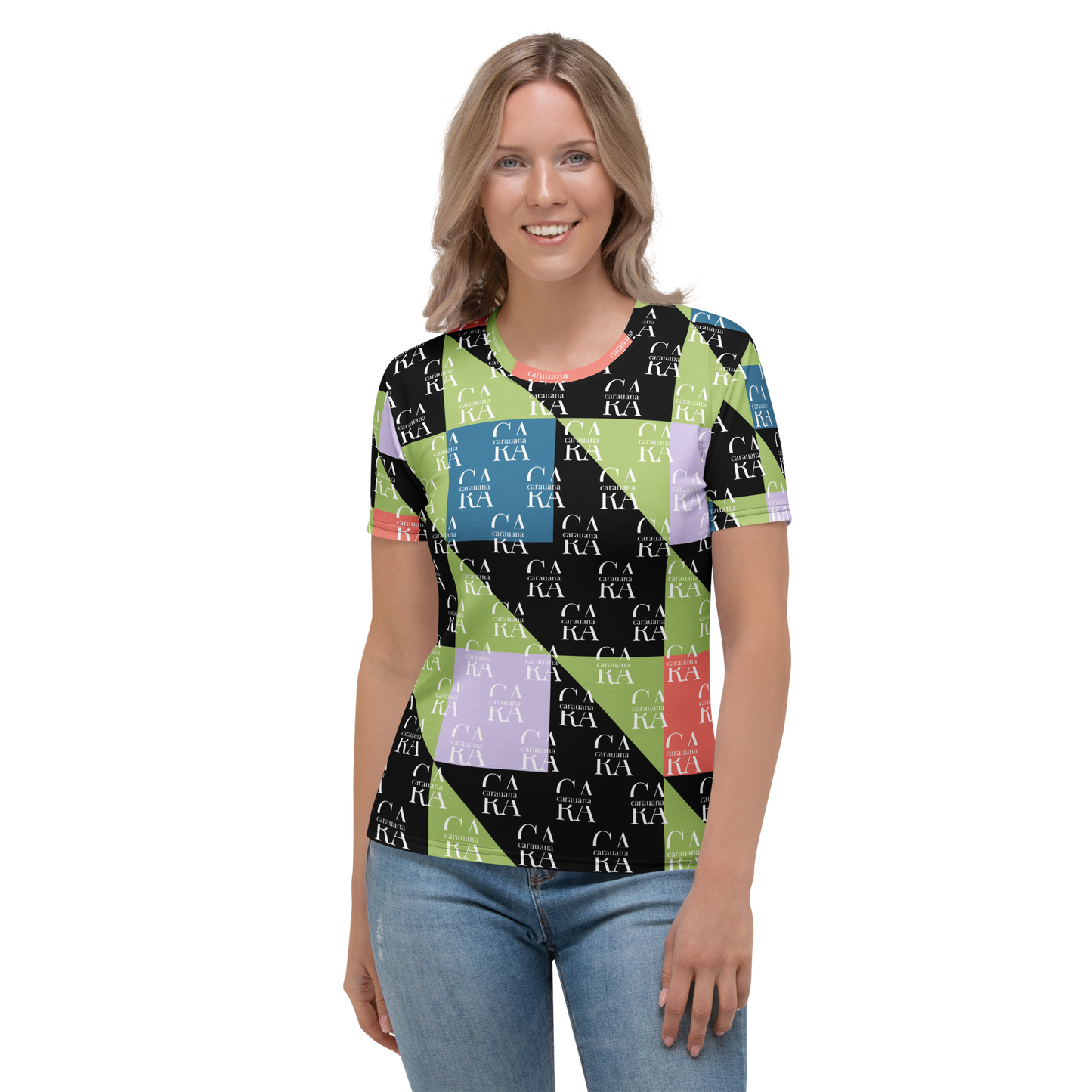 Women's T-shirt Green Black branded Carauana Store