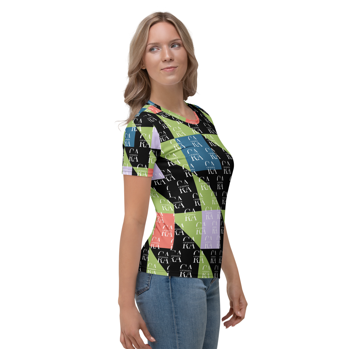 Women's T-shirt Green Black branded Carauana Store